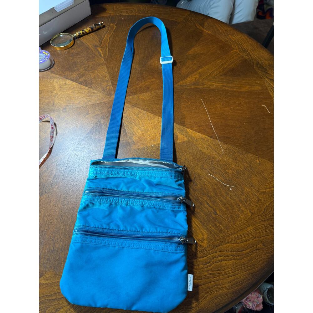 Eddie Bauer Nylon Crossbody Travel Organizer – Blue – Multi-Pocket